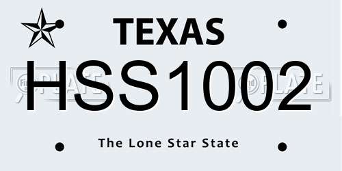 HSS1002 Texas License Plate