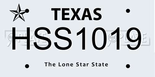 HSS1019 Texas License Plate