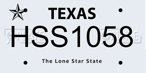 HSS1058 Texas License Plate
