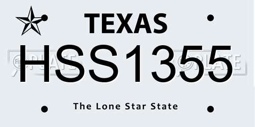 HSS1355 Texas License Plate