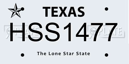 HSS1477 Texas License Plate