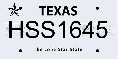 HSS1645 Texas License Plate
