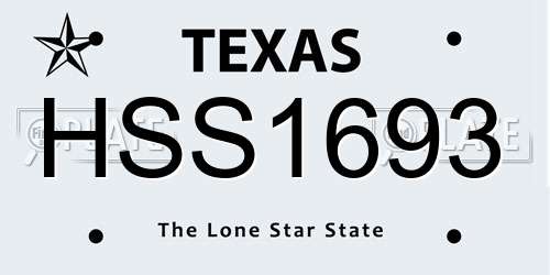 HSS1693 Texas License Plate