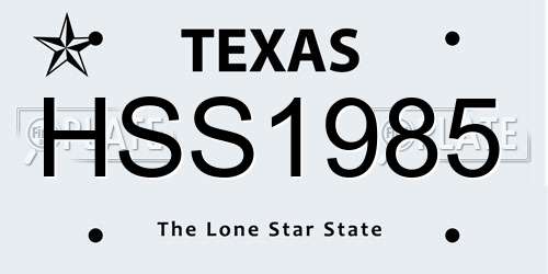 HSS1985 Texas License Plate