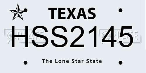 HSS2145 Texas License Plate