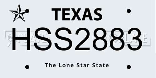 HSS2883 Texas License Plate
