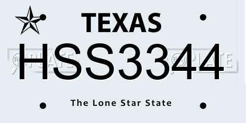 HSS3344 Texas License Plate