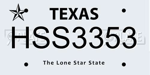 HSS3353 Texas License Plate