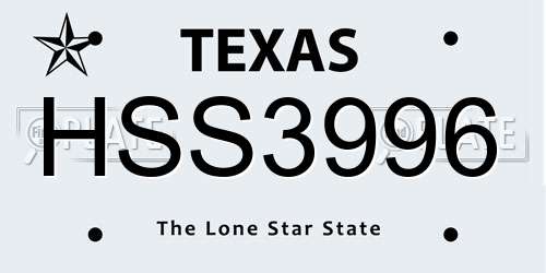 HSS3996 Texas License Plate