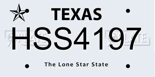 HSS4197 Texas License Plate