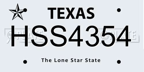 HSS4354 Texas License Plate