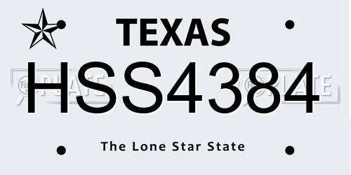 HSS4384 Texas License Plate