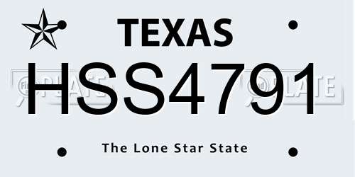 HSS4791 Texas License Plate