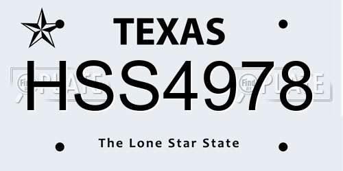 HSS4978 Texas License Plate