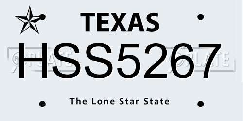 HSS5267 Texas License Plate