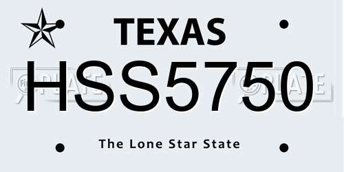 HSS5750 Texas License Plate