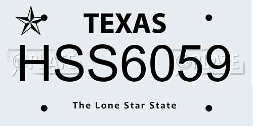 HSS6059 Texas License Plate