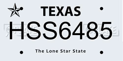 HSS6485 Texas License Plate