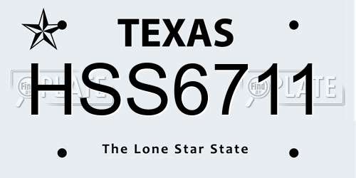 HSS6711 Texas License Plate