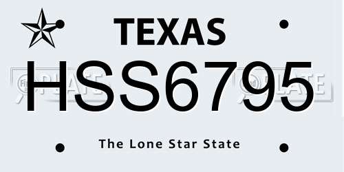 HSS6795 Texas License Plate