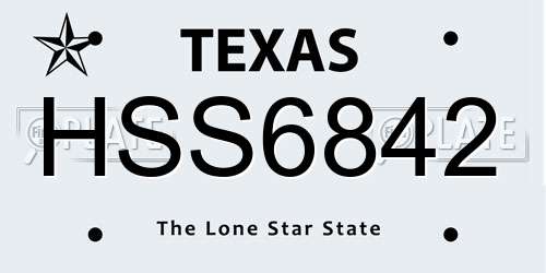 HSS6842 Texas License Plate