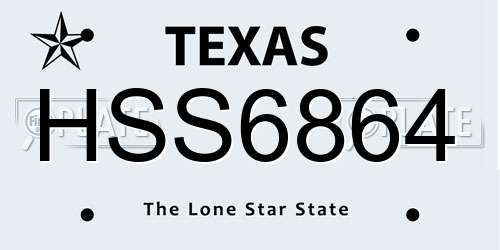 HSS6864 Texas License Plate