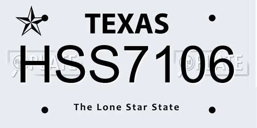 HSS7106 Texas License Plate