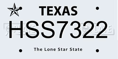 HSS7322 Texas License Plate