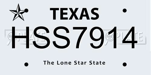 HSS7914 Texas License Plate