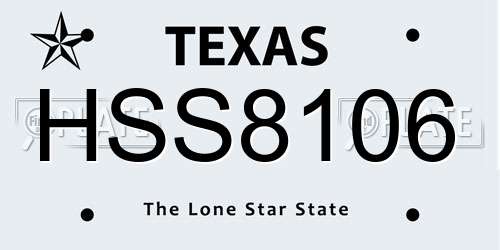 HSS8106 Texas License Plate