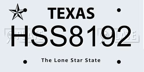 HSS8192 Texas License Plate