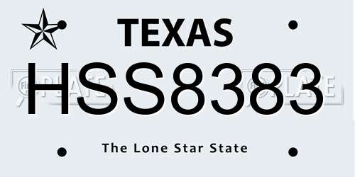 HSS8383 Texas License Plate