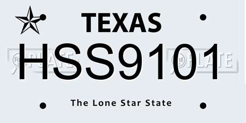 HSS9101 Texas License Plate