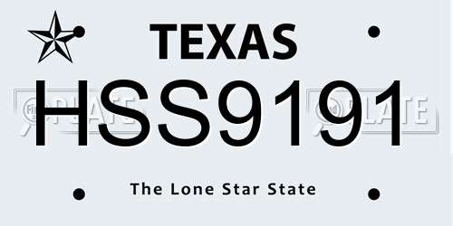 HSS9191 Texas License Plate