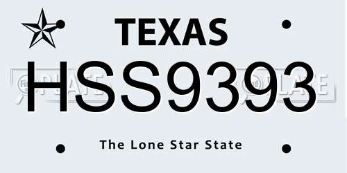 HSS9393 Texas License Plate