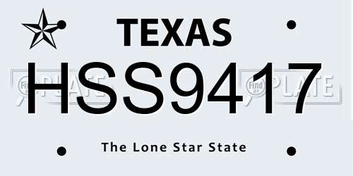 HSS9417 Texas License Plate