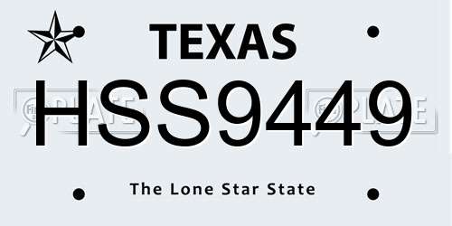 HSS9449 Texas License Plate