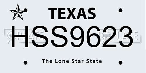 HSS9623 Texas License Plate