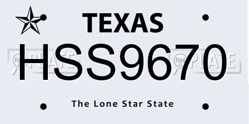 HSS9670 Texas License Plate