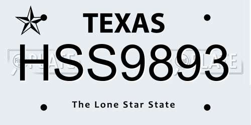 HSS9893 Texas License Plate