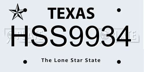 HSS9934 Texas License Plate