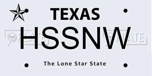 HSSNW Texas License Plate