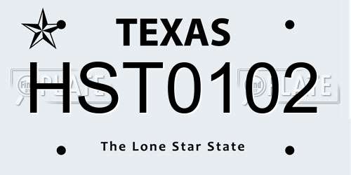 HST0102 Texas License Plate