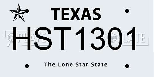 HST1301 Texas License Plate