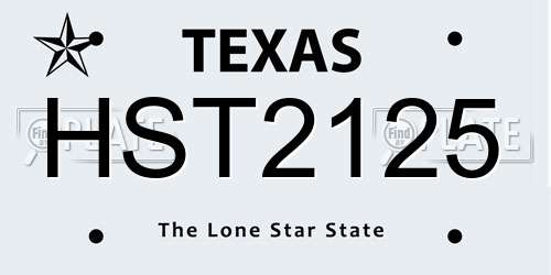 HST2125 Texas License Plate