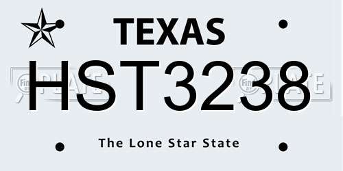 HST3238 Texas License Plate