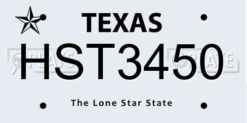 HST3450 Texas License Plate