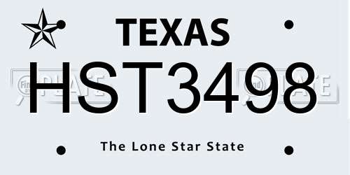 HST3498 Texas License Plate