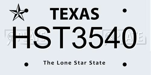 HST3540 Texas License Plate