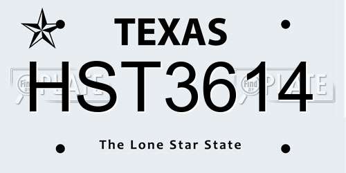 HST3614 Texas License Plate